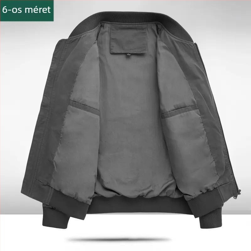 Férfi 100% pamut dzseki, retro stílusú, plusz méret, bomber fazon, baseball galléros és álló gallérral, tavasz-őszre.