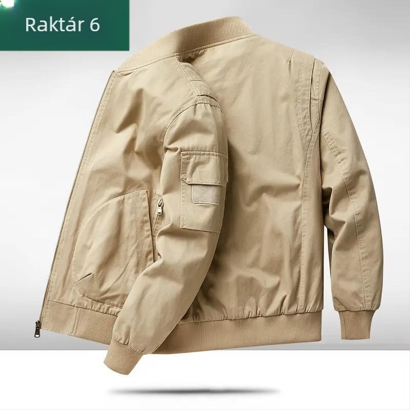 Férfi 100% pamut dzseki, retro stílusú, plusz méret, bomber fazon, baseball galléros és álló gallérral, tavasz-őszre.