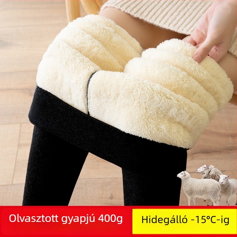 Női fleece-bevonatos leggings, magas derék, 9/10 hossz, poliészter-elasztán (90–95%), extra vastag