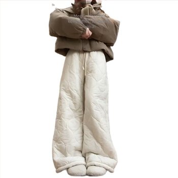 Női meleg nadrág fleece béléssel, egyenes szabású, bő, mindennapi téli modell 2025