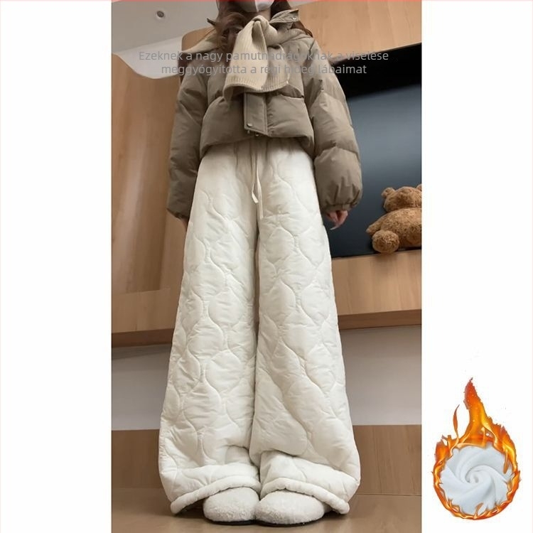 Női meleg nadrág fleece béléssel, egyenes szabású, bő, mindennapi téli modell 2025