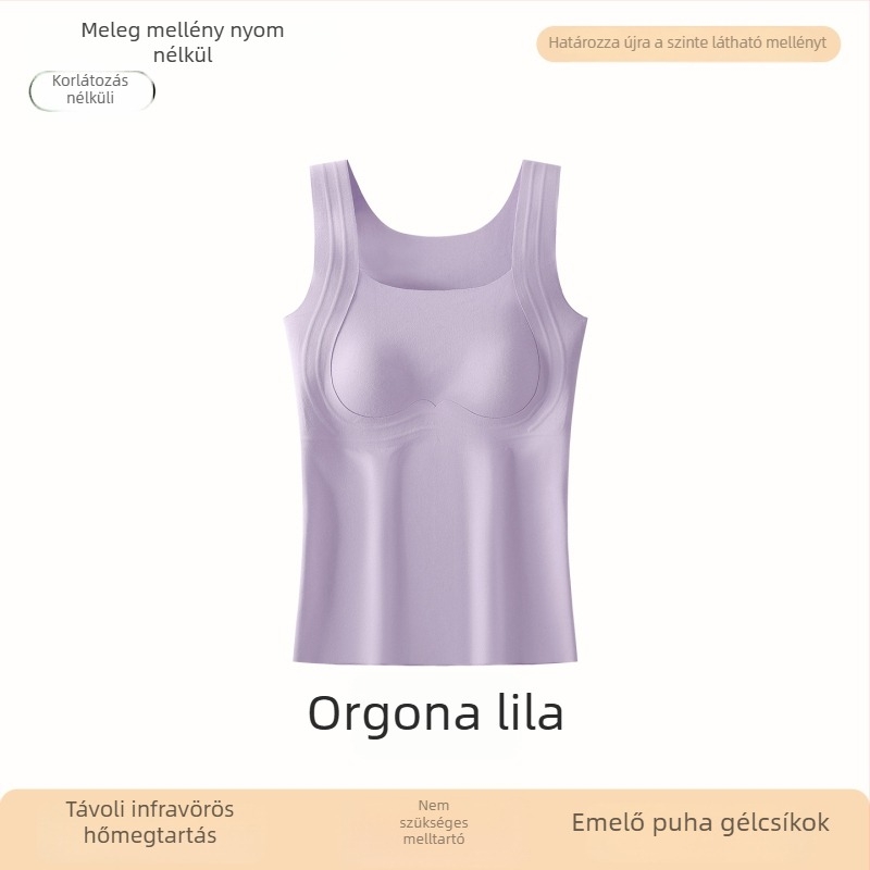 Női kapucnis termo mellény beépített melltartóval, nylon anyagból, testformázó és melegen tartó