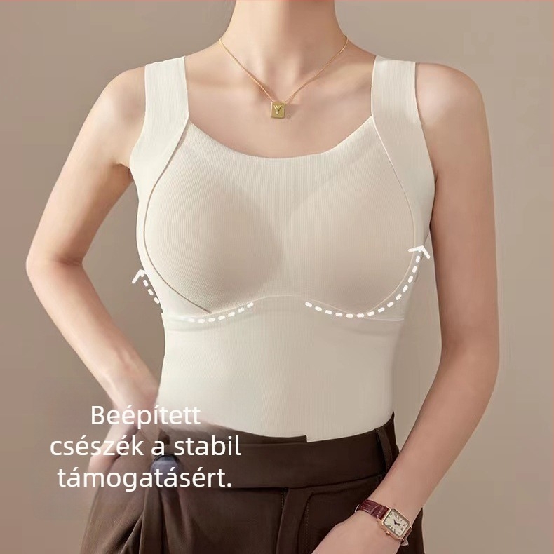 Női kasmír melegítő top integrált melltartóbetéttel és rögzített kosarakkal, fleece-béléssel, vastag alapréteg