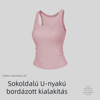 Lyocell anyagú ujjatlan top melltartóbetéttel, U-nyakú elasztikus szél, teljes hátsó rész, lélegző, szabadtéri sportokra és jóga