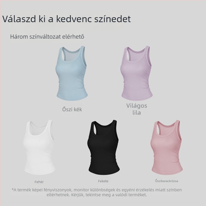 Lyocell anyagú ujjatlan top melltartóbetéttel, U-nyakú elasztikus szél, teljes hátsó rész, lélegző, szabadtéri sportokra és jóga