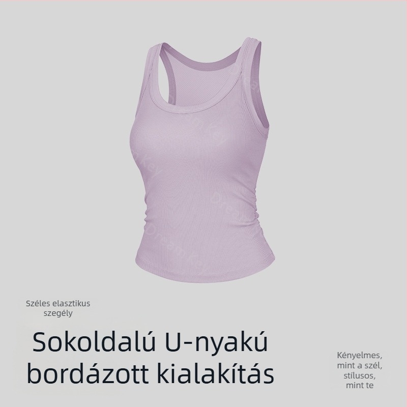 Lyocell anyagú ujjatlan top melltartóbetéttel, U-nyakú elasztikus szél, teljes hátsó rész, lélegző, szabadtéri sportokra és jóga