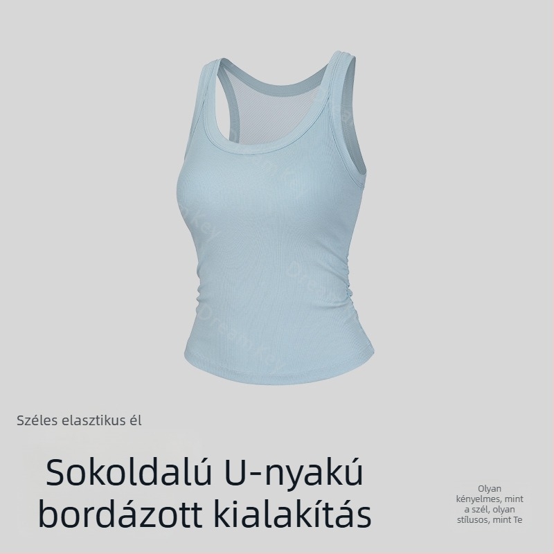 Lyocell anyagú ujjatlan top melltartóbetéttel, U-nyakú elasztikus szél, teljes hátsó rész, lélegző, szabadtéri sportokra és jóga