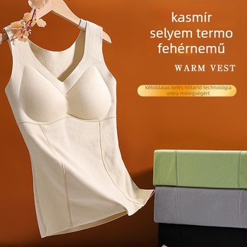 Kasmír termoszvet mellény beépített melltámasz, fleece-béléssel, dupla réteg, 251–300 g/m2 vastagság, V-nyakú pulóver, nőknek