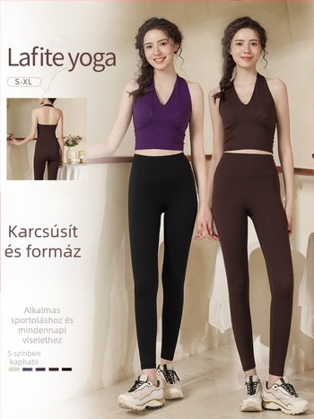 Pilates halternyakú jóga felső nőknek melltartóbetéttel, derékig érő top, amely takarja a hasat, karcsú szabás, V–nyakú