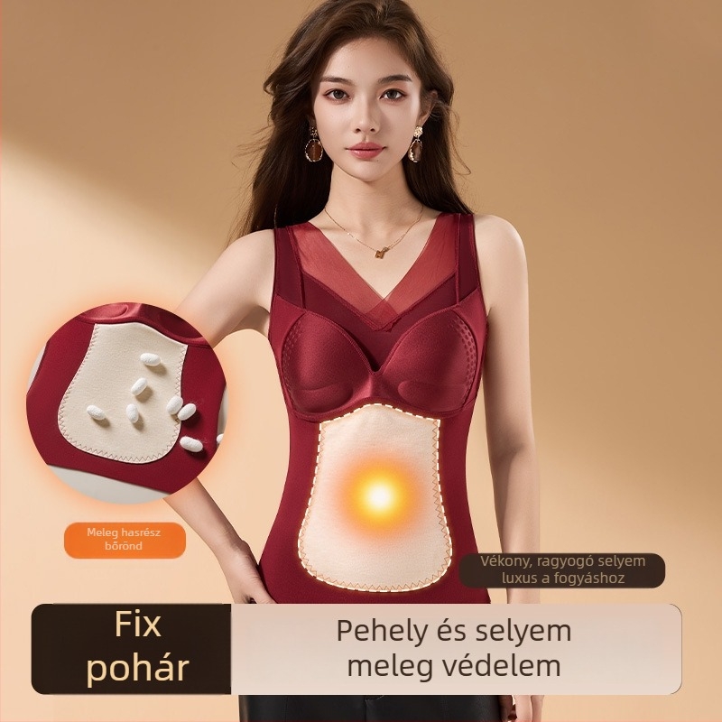 Női kapucnis termikus mellény beépített melltartó betétekkel, V-nyakú, egyrétegű, közepes súlyú poliészter 181–200 g/m²