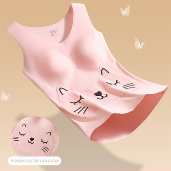 Lányoknak szóló termikus mellény melltámaszával, 7–12 éveseknek, alapréteg felső, poliészter anyagú, anime nyomással, U-nyakú, mellkas- és hátvédelmet biztosít.