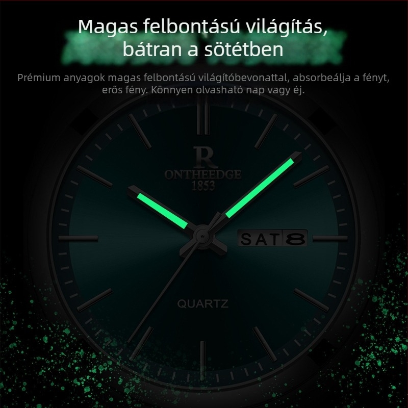 RZY103 Férfi kvaros óra, vízálló 30 m-ig, Pe90 mozgás, ötvözetes tokkal, rozsdamentes acél óraszíj