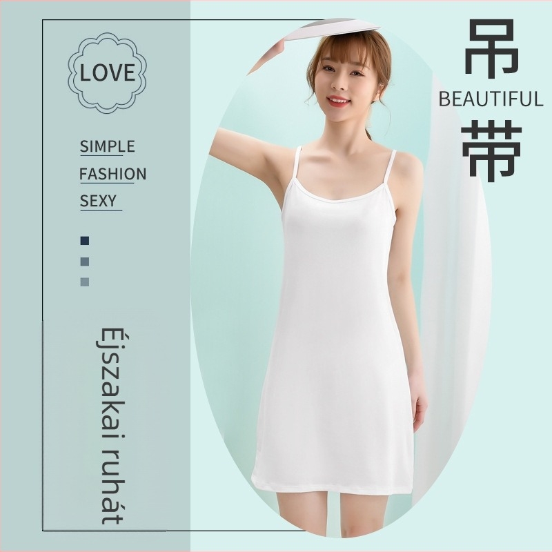 Spagetti pántos női ruha, ujj nélküli, midi hosszúságú, beépített alsó bélés a szem átláthatóságának elkerülésére; Milk Silk anyag, 90–95% poliészter és <30% spandex