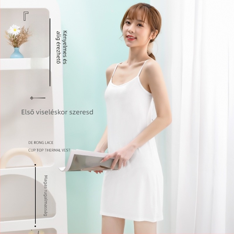 Spagetti pántos női ruha, ujj nélküli, midi hosszúságú, beépített alsó bélés a szem átláthatóságának elkerülésére; Milk Silk anyag, 90–95% poliészter és <30% spandex