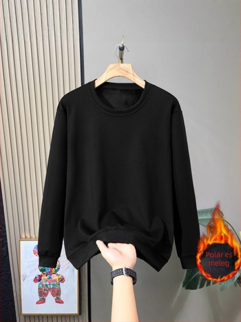 Fleece pulóver, kerek nyakú, hosszú ujjú, gallér nélküli, fleece béléssel, hőtranszfer nyomtatással