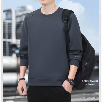 Férfi pulóver kerek nyakú, hosszú ujjú, bő szabás, poliészter-keverék