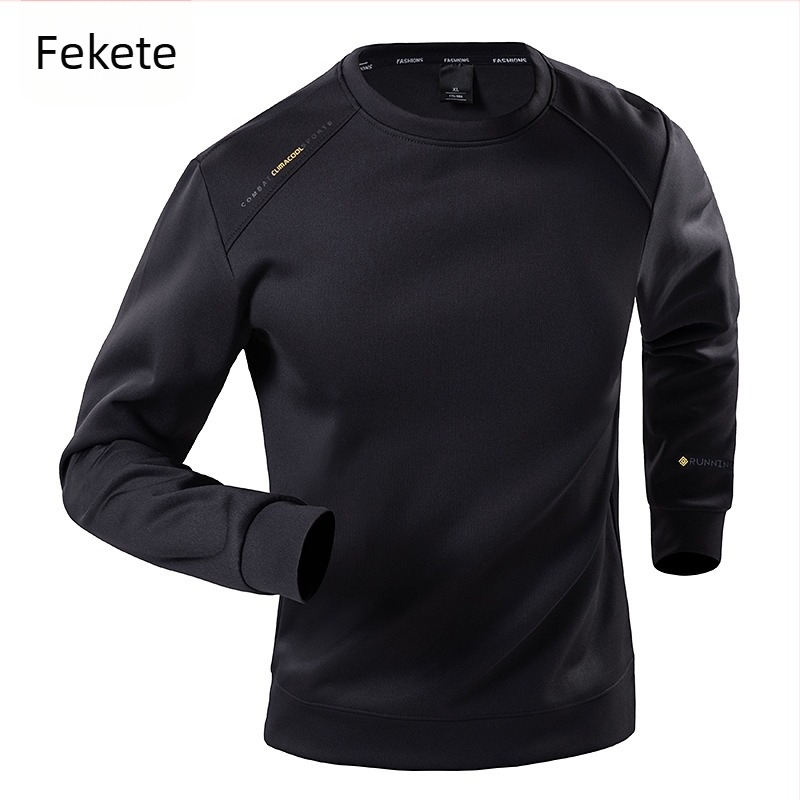 Férfi pulóver kerek nyakú, hosszú ujjú, bő szabás, poliészter-keverék