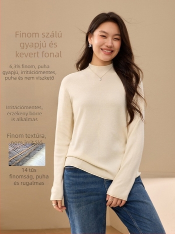 Női alaprész kötött felső Cigarette Collarrel, lágy Milk-Fufu textúra, plusz méret, téli 2025