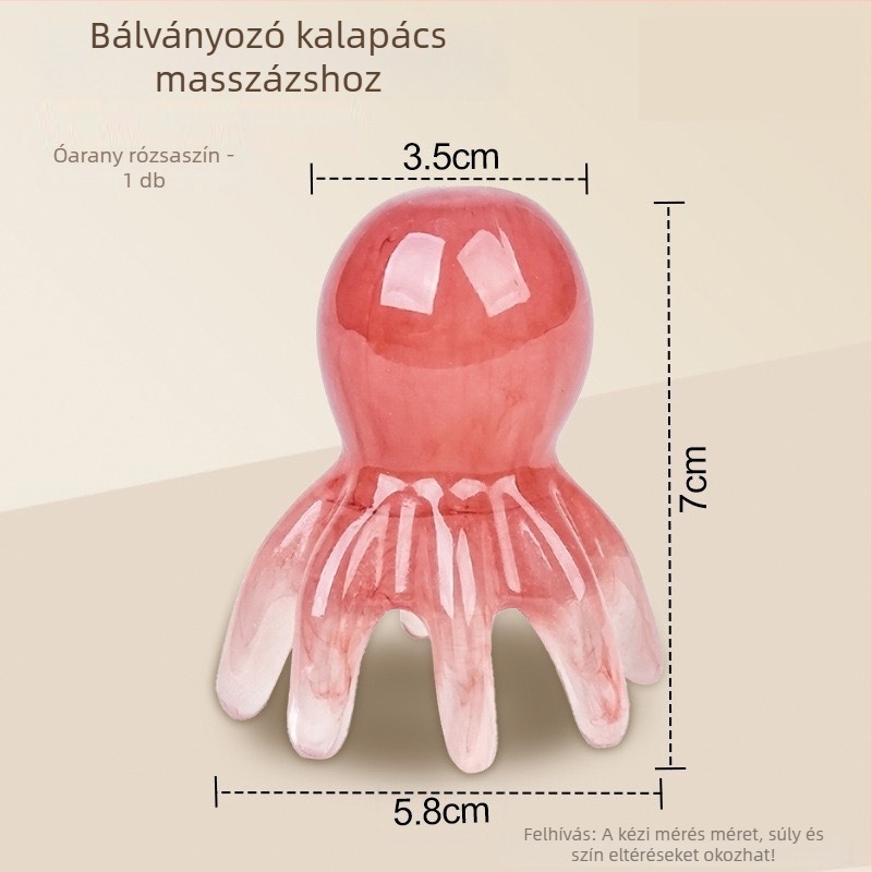 Fej masszírozó fésű széles fogakkal meridiánok és akupunktúra pontok tisztítására — egészség masszázs eszköz, 62 g