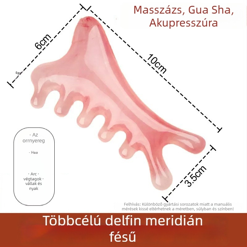 Fej masszírozó fésű széles fogakkal meridiánok és akupunktúra pontok tisztítására — egészség masszázs eszköz, 62 g