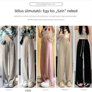 Női mindennapi nadrág egyenes szabású, magas derék, viszkóz, 50–70% összetétel