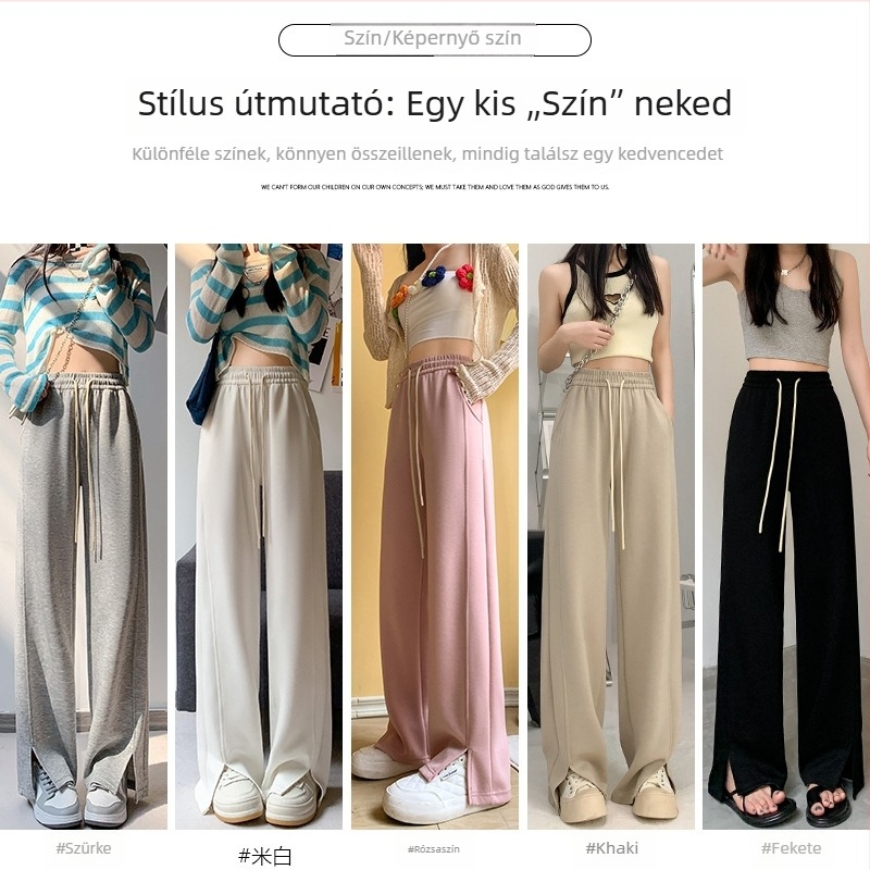 Női mindennapi nadrág egyenes szabású, magas derék, viszkóz, 50–70% összetétel