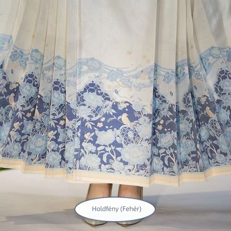 Hanfu horse-face szoknya, Jacquard metálos selyem anyag, polieszter-spandex keverék, egydarabos szabás, mindennapi Hanfu viselethez, nyár 2023