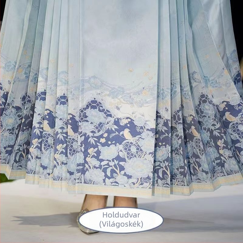 Hanfu horse-face szoknya, Jacquard metálos selyem anyag, polieszter-spandex keverék, egydarabos szabás, mindennapi Hanfu viselethez, nyár 2023