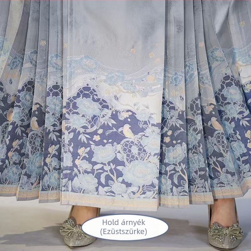 Hanfu horse-face szoknya, Jacquard metálos selyem anyag, polieszter-spandex keverék, egydarabos szabás, mindennapi Hanfu viselethez, nyár 2023