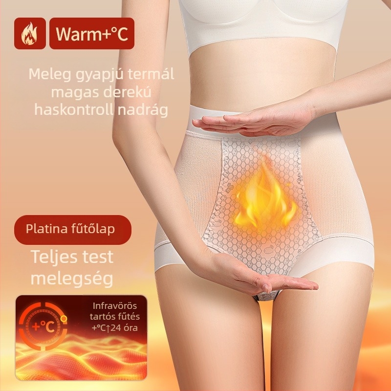 Női magas derekú bugyi, varrás nélküli, meleg, hasformáló és fenékemelő, bélés mulberry selyem