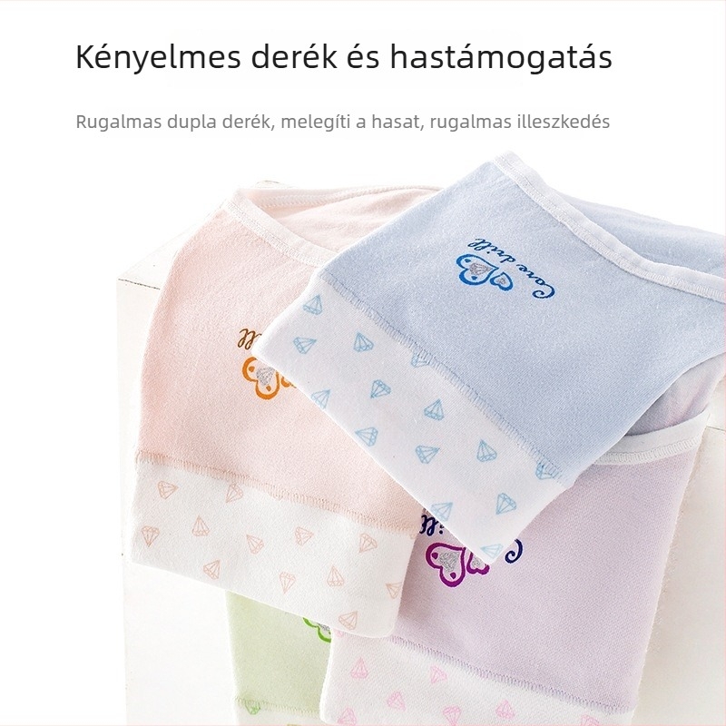Lányoknak készült pamut alsónemű, középmagas derekú, légáteresztő és antibakteriális, egyszínű, masnival