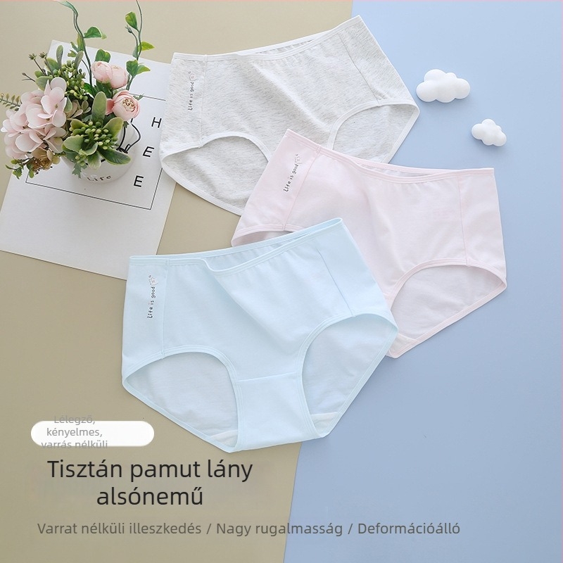 Női pamut bugyi – varrás nélküli, lélegző, középmagas derekú, pamut bélés a szeméremtájékon, mindennapi viselet