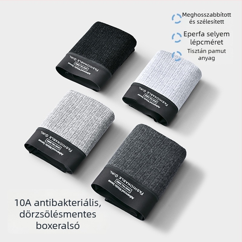 Új női pamut magas derekú boxer brief, antibakteriális, varrás nélküli, hosszított fazon, nagy méret