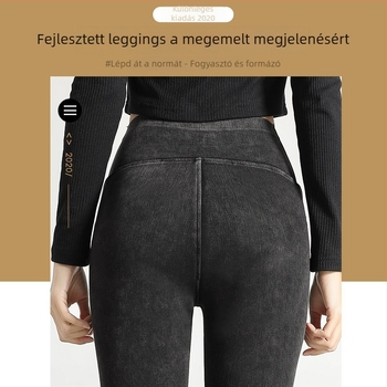 Női denim leggings Barbie belső béléssel, magas derék, karcsúsító hatás, formázza a hasat és emeli a csípőt, szoros jóga ceruza nadrág őszre– télre
