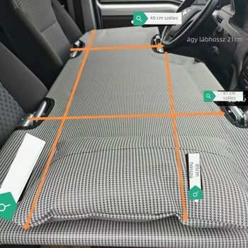 L6F Összecsukható autóágy – pihenőmatrac a frontüléshez, univerzális autómatrac, Anyag: Flocking; Automatikus felfújás