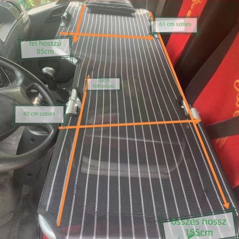 L6F Összecsukható autóágy – pihenőmatrac a frontüléshez, univerzális autómatrac, Anyag: Flocking; Automatikus felfújás