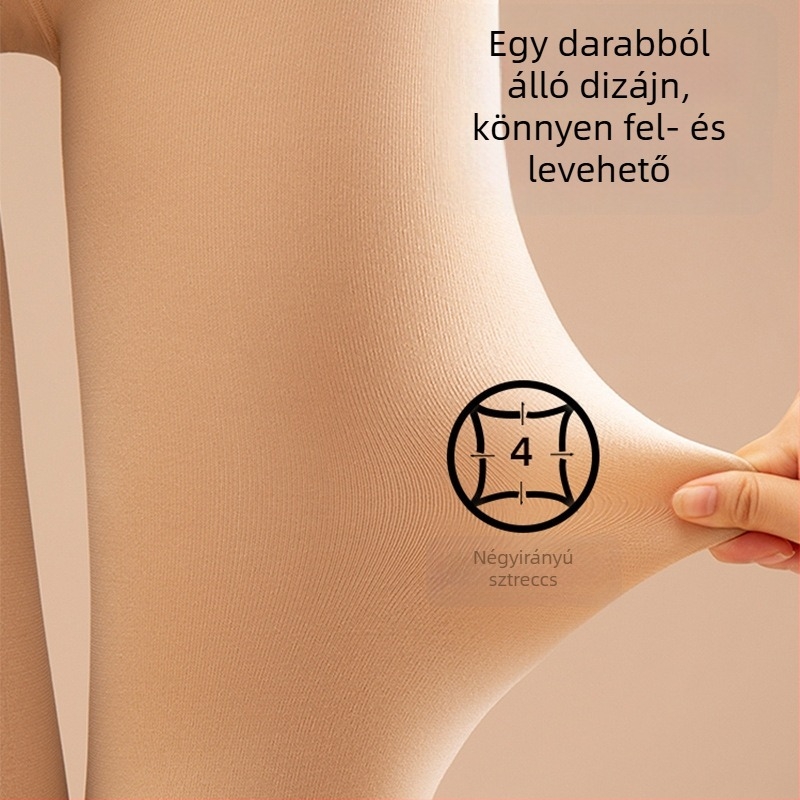 Női nylon leggings fleece béléssel, testszínű, őszi-téli, kopásálló és anti-pilling