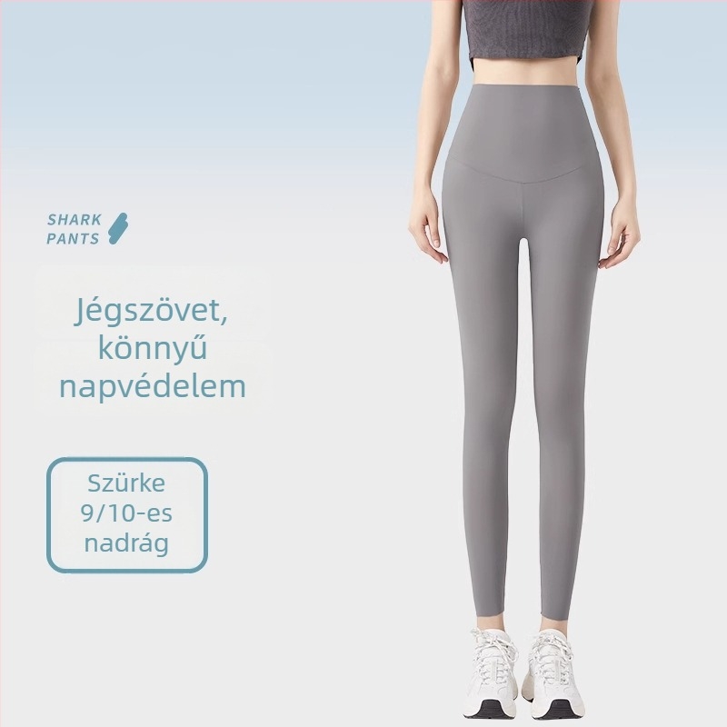 Szuper vékony Ice Silk napvédő Shark nadrág nőknek, magas derekú, plusz méret, nyári jóga leggings, 2025 modell