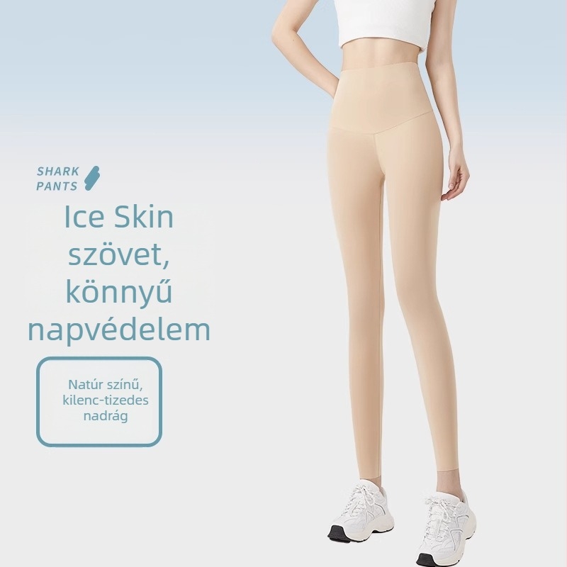 Szuper vékony Ice Silk napvédő Shark nadrág nőknek, magas derekú, plusz méret, nyári jóga leggings, 2025 modell