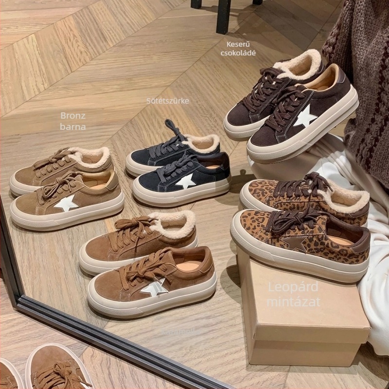 Női bőrből készült sneaker fleece belsővel, belső magasságnövelővel és vastag gumitalppal, fűzőkkel, mindennapi viselet