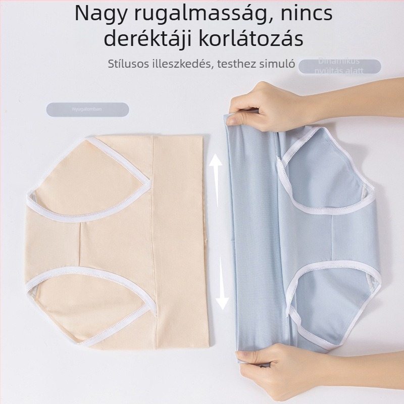 Plusz méretű női pamut alsónemű, magas derekú, antibakteriális ágyék, magas szárú, háromszög alakú fazon