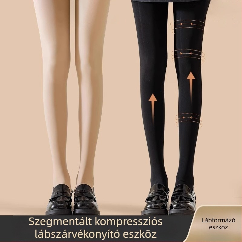 Női testszínű kompressziós harisnya, erős formázás, egész éves viselet, nylon
