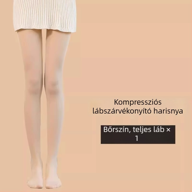 Női testszínű kompressziós harisnya, erős formázás, egész éves viselet, nylon