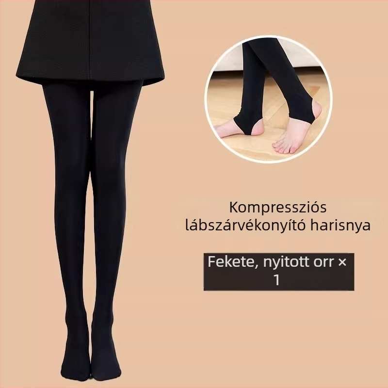 Női testszínű kompressziós harisnya, erős formázás, egész éves viselet, nylon