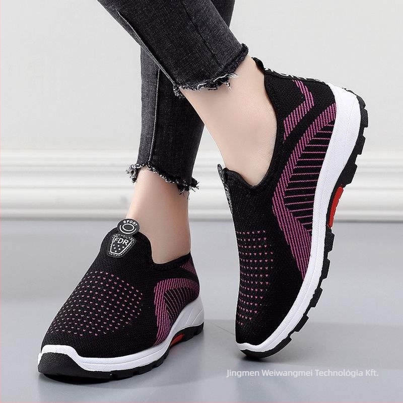 Női vászoncipő fleece béléssel, csúszásmentes, lapos talpú, slip-on stílus