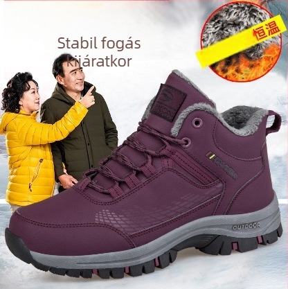 Felnőtt téli cipő valódi bőrből, vízálló, alacsony boka, gumitalp, bőr belső