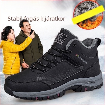 Felnőtt téli cipő valódi bőrből, vízálló, alacsony boka, gumitalp, bőr belső