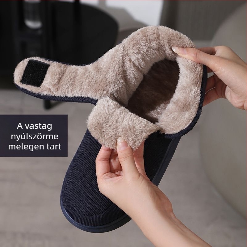 Női téli pamut papucs plüss béléssel, kényelem otthonra