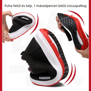 Téli slip-on cipő időseknek, meleg műszőr belsővel, textil felsőrész, PVC talp, uniszex