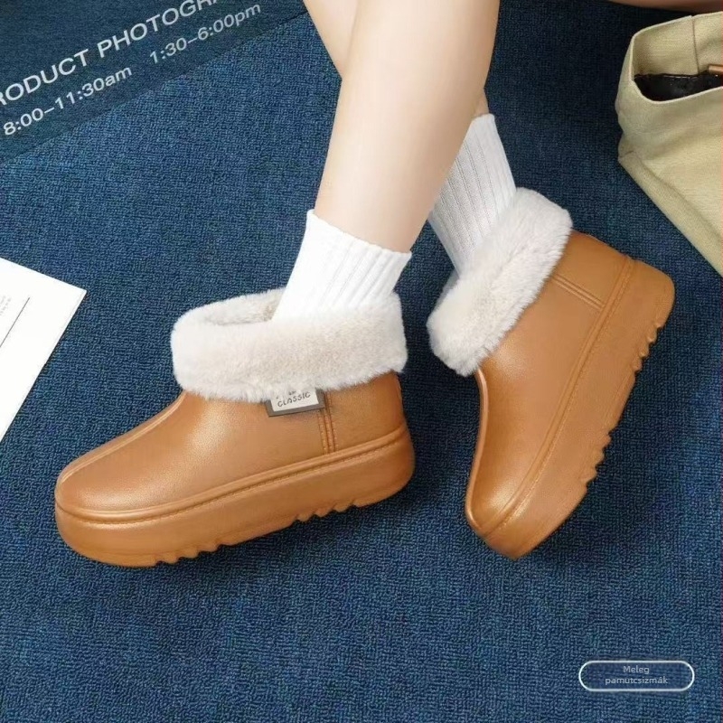 Női téli EVA bakancs plüss béléssel, EVA felső rész, EVA talp, 3-5 cm sarok, kerek orr